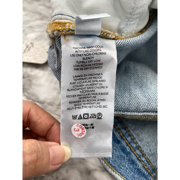 Free People NWT Maggie Mid Rise Straight Leg Blue Denim Chewed Hem Jeans 28 New - Picture 8 of 11